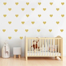 Bugy Bagy 5cm Ebadında Kalp Duvar Sticker Seti - 125 Adet - Altın