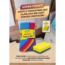 Segy Home 4'lü Dürüm Mikrofiber Temizlik Bezi - Yüksek Emici Çizmez Çok Amaçlı Ev, Mutfak, Cam ve Araç Bezi Seti Iz Bırakmaz Süper Emici ( Sünger Hediyeli) 32 x 32