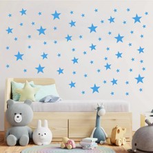 Bugy Bagy Yıldız Duvar Sticker - 2,5 - 5 - 7,5 - 10CM Karışık Ebatlarda - 155 Adet - Mavi