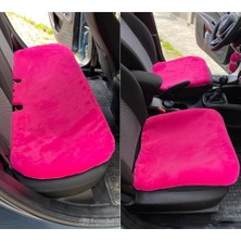 TeknoKapsül Yumuşak Tüylü Peluş Serme Oto Koltuk Koruyucu Minder Koltuk Kılıfı Ön Arka Fuşya Pembe