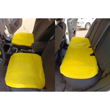 TeknoKapsül Yumuşak Tüylü Peluş Serme Oto Koltuk Koruyucu Minder Koltuk Kılıfı Ön Arka Sarı