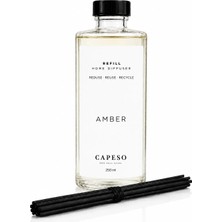 Capeso Amber 250 ml Çubuklu Oda Kokusu Yedek Şişe (Refill) – 5 Adet Çubuk Seti Dahil