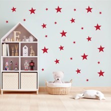 Bugy Bagy Yıldız Duvar Sticker - 2,5 - 5 - 7,5 - 10CM Karışık Ebatlarda - 155 Adet - Kırmızı