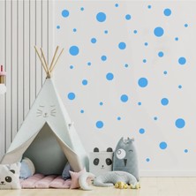 Bugy Bagy Premium Mavi Yuvarlak Puantiye Duvar Sticker Seti 180 Adet 1,3–7,6 cm Çeşitli Ebatlarda Dekoratif Wall Decals - Bebe Mavi