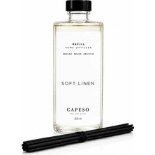 Capeso Soft Linen 250 ml Çiçeksi Temiz Çubuklu Oda Kokusu Yedek Şişe (Refill) – 5 Adet Çubuk Seti Dahil