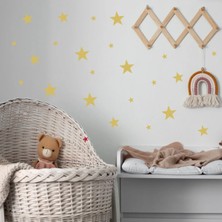 Bugy Bagy Altın Renginde Yıldız Duvar Sticker 2,5-5-7,5-10CM Karışık Ebatlarda - 155 Adet - Metalik