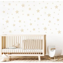 Bugy Bagy Bej Renginde Yıldız Duvar Sticker 2,5-5-7,5-10CM Karışık Ebatlarda - 155 Adet - Bej
