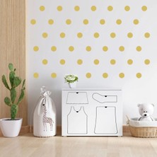 Bugy Bagy Altın Renginde Yuvarlak Puantiye Duvar Sticker Seti - 100 Adet - 5cm - Altın