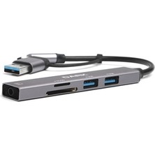 TeknoKapsül 5 Portlu Usb-C ve Usb-A Dönüştürücü - 3.5mm Audio Çıkışı