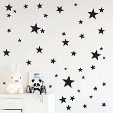 Bugy Bagy Siyah Yıldız Duvar Sticker 3-4-5 cm 100 Adet - Siyah