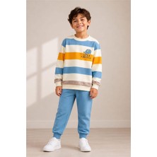 Pina Kids Erkek Çocuk Çizgili Desenli Okul Günlük Eşofman Takımı  ESF7036