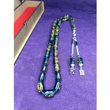 Esmen Altın Parçacıklı Golden Rosary Tesbih Kişiye Özel Harfli Sertifikalı Ahşap Hediye Kutulu