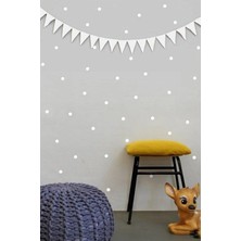 Bugy Bagy Beyaz Renkte Yuvarlak Polka Duvar Sticker Seti - 240 Adet - 2,5cm - Beyaz