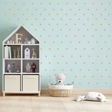 Bugy Bagy Altın Renginde Yuvarlak Polka Duvar Sticker Seti 240 Adet 2,5 cm
