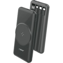 TeknoKapsül Robor R712 Taşınabilir 10.000 Mah Powerbank - Entegre Kablolu ve Kablosuz Şarj