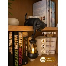 Filkorium3D Askılı Köpek Raf Dekoru 20 cm - LED Fenerli Minimalist Salon, Balkon , Raf ve Ev Aksesuarı Dekoratif Obje - Mum Hediyeli