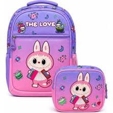 Waddell Pembe Mor The Love Bubu Desenli Ilkokul Sırt ve Beslenme Çantası 25212