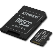 TeknoKapsül Kingston SDCS3/64GB 64GB Microsdxc Canvas Select Plus Gen3 100MB/S A1 Card +