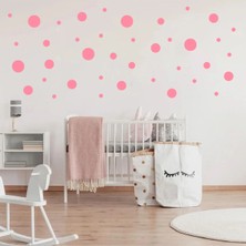 Bugy Bagy Karışık Ebatlarda Pembe Yuvarlak Polka Duvar Sticker Sti - 180 Adet