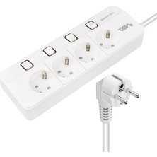 TeknoKapsül Anahtarlı 4'lü Grup Priz, 1.5 Metre, USB Girişli