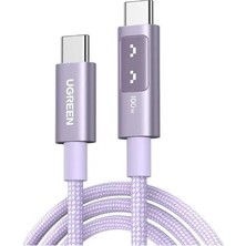 TeknoKapsül Ugreen Uno Usb-C 100W 5A Qc Pd Örgülü Hızlı Şarj Kablosu, 1 Metre, Mor