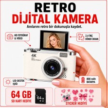 Solvis 4K Dijital Retro Fotoğraf Makinesi 48MP 18X Zoom 180° Dönen Ekran Flaşlı 64GB Sd Kart Hediyeli Selfie Vlog Kamera