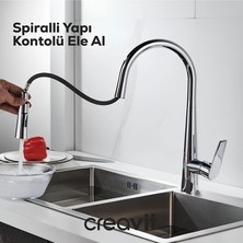 TeknoKapsül Creavit Spiralli Krom Mutfak Eviye Bataryası