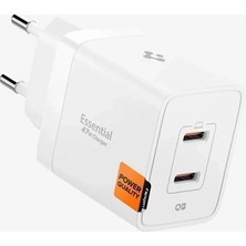 TeknoKapsül 47W Usb-C 2 Portlu Mini Hızlı Şarj Aleti ile Isı Düşürücü