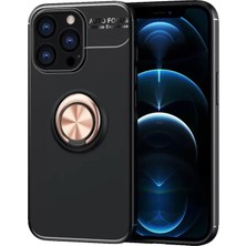 TeknoKapsül iPhone 13 Pro Kılıf Range Yüzüklü Silikon - Siyah-Gold