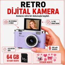Solvis 4K Dijital Retro Fotoğraf Makinesi 48MP 18X Zoom 180° Dönen Ekran Flaşlı 64GB Sd Kart Hediyeli Selfie Vlog Kamera