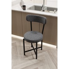 TeknoKapsül Sandalye 1 Adet Keten Kumaş Metal Ayak Modern Mutfak Sandalyesi Cafe Balkon Ofis Teddy 9816 Gri
