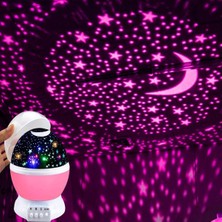 Lunaev Renkli Ay Yıldız Tavan Yansıtma Pilli LED Gece Lambası Gökyüzü Projeksiyonlu Dönen Küre