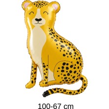 Patladı Gitti Leopar Folyo Balon 100 × 67 cm – Safari ve Orman Temalı Parti Süsü