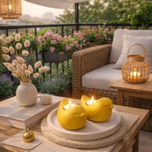 Balkon Için 2'li Tabaklı Set Kuş Figürlü Mumluk ve Mum