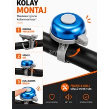 Renkli Metal Bisiklet Zili | Güçlü Uyarı Sesi | Kolay Montaj | Şehir, Dağ ve Çocuk Bisikletleri ile Uyumlu
