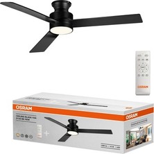 TeknoKapsül Osram Kumandalı Siyah 18W 3 Kanatlı Tavan Vantilatörü Güçlü Işık Yönü ve Modern