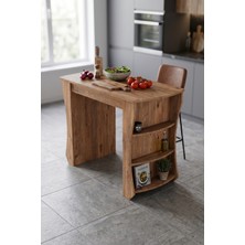 TeknoKapsül Mutfak Masası Mutfak Adası Ada Masa Bar Masası Kahvaltı Masası Raflı Çok Amaçlı Dolap Modern Masa 120X60 cm 9836 Atlantik Çam