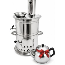 Hazar Gıda Demlik Hediyeli 7.5 Litre Çelik Semaver