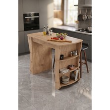 TeknoKapsül Mutfak Masası Mutfak Adası Ada Masa Bar Masası Kahvaltı Masası Raflı Çok Amaçlı Dolap Modern Masa 120X60 cm 9838 Sepet
