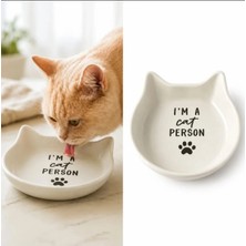 Kedi Desenli Seramik Mama Su Kabı - I'm A Cat Person"