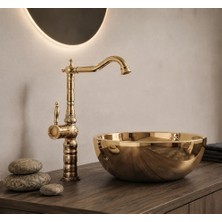 Titanium Design Gold Desenli Rustik Çanak Lavabo Bataryası