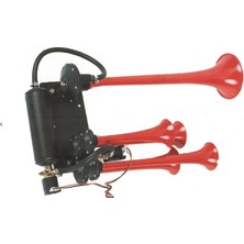HİDO 12V-24V 5 Borulu Çok Sesli Yankılı Havalı Dadan Kompresörlü Korna 125DB Hido 420C