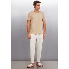 TeknoKapsül Bej Renk Erkek Oversize T-Shirt Modası