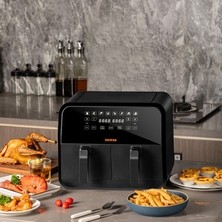 TeknoKapsül 8lt Çift Hazneli Yağsız Fritöz ile Sağlıklı Pişirme Alternatifi ve Dokunmatik Ekran