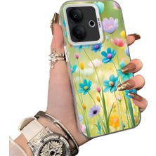 HONTINGA Vivo V60 Lite 5g ile Uyumlu Kılıf Silikon Kenar Sert Arka Kamera Koruyucu Basitlik Anti Düşme Kamera Sevgili Çift Kılıf Çiçekli Desen Couple Telefon Kılıfı K1-1799