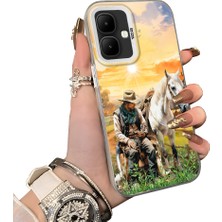 HONTINGA Infinix Smart 10 ile Uyumlu Kılıf Silikon Kenar Sert Arka Kamera Koruyucu Basitlik Anti Düşme Kamera Sevgili Çift Kılıf At Desen Couple Telefon Kılıfı K1-1800