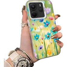 HONTINGA Xiaomi Redmi Note 14 ile Uyumlu Kılıf Silikon Kenar Sert Arka Kamera Koruyucu Basitlik Anti Düşme Kamera Sevgili Çift Kılıf Çiçekli Desen Couple Telefon Kılıfı K1-1799