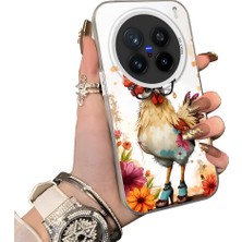 HONTINGA Vivo X200 Pro ile Uyumlu Kılıf Silikon Kenar Sert Arka Kamera Koruyucu Basitlik Anti Düşme Kamera Sevgili Çift Kılıf Tavuk Desen Couple Telefon Kılıfı K1-1801