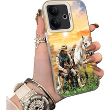 HONTINGA Vivo V60 Lite 5g ile Uyumlu Kılıf Silikon Kenar Sert Arka Kamera Koruyucu Basitlik Anti Düşme Kamera Sevgili Çift Kılıf At Desen Couple Telefon Kılıfı K1-1800