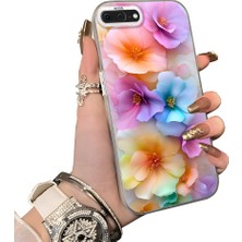 HONTINGA iPhone 8 Plus ile Uyumlu Kılıf Silikon Kenar Sert Arka Kamera Koruyucu Basitlik Anti Düşme Kamera Sevgili Çift Kılıf Çiçekli Desen Couple Telefon Kılıfı K1-1798